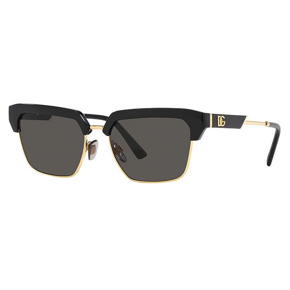 NEW DOLCE&GABBANA SQUARE SUNGLASSES DG6185 501/87 BLACK GOLD HALF-RIM EYEWEAR - Picture 1 of 3